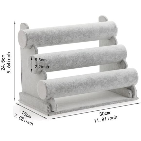 Triple Bracelet Holder Jewelry Display Stand Watch Bangle Bar Necklace Storage - Picture 6 of 7